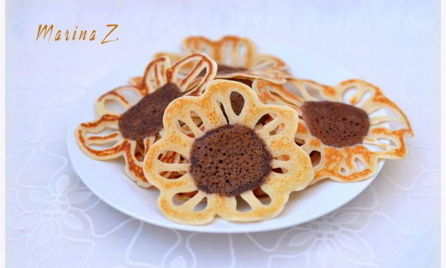 Рецепт блинов-подсолнухов из заварного теста на топленом молоке