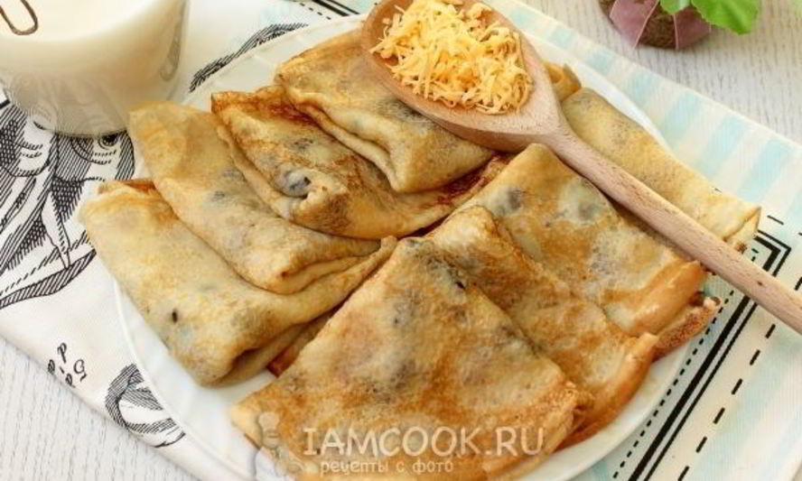 Рецепт блинов с грибным припеком
