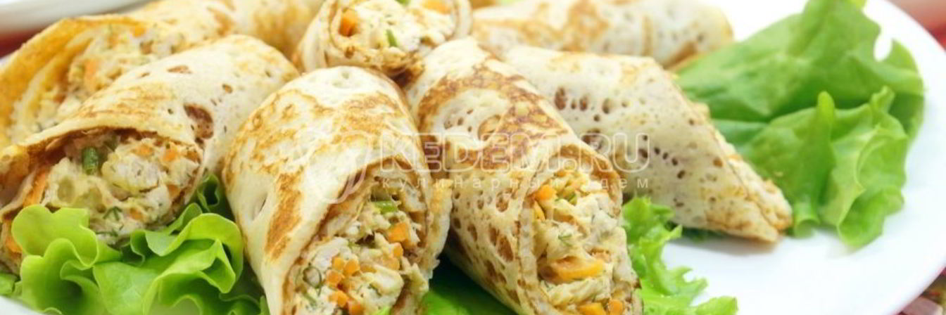 Блины с курицей и морковью по-корейски