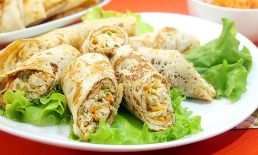 Рецепт блинов с курицей и морковью по-корейски