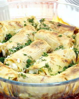 Блины с мясом и рисом