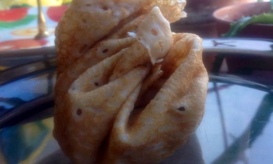 Рецепт блинов с начинкой из курицы, грибов, сладкого перца и кукурузы