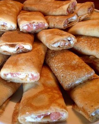 Блины с семгой и сыром филадельфия