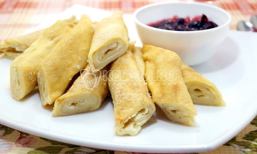 Рецепт блинов с творогом сливочные