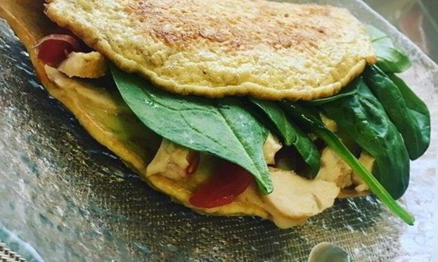 Рецепт овсяноблина с курицей и помидорами