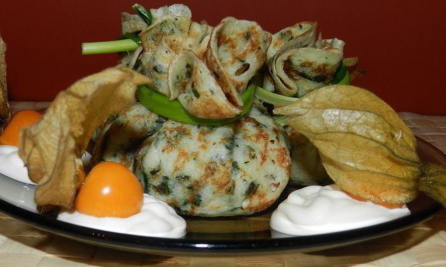 Рецепт шпинатных блинчиков, фаршированных куриной грудкой и белыми грибами