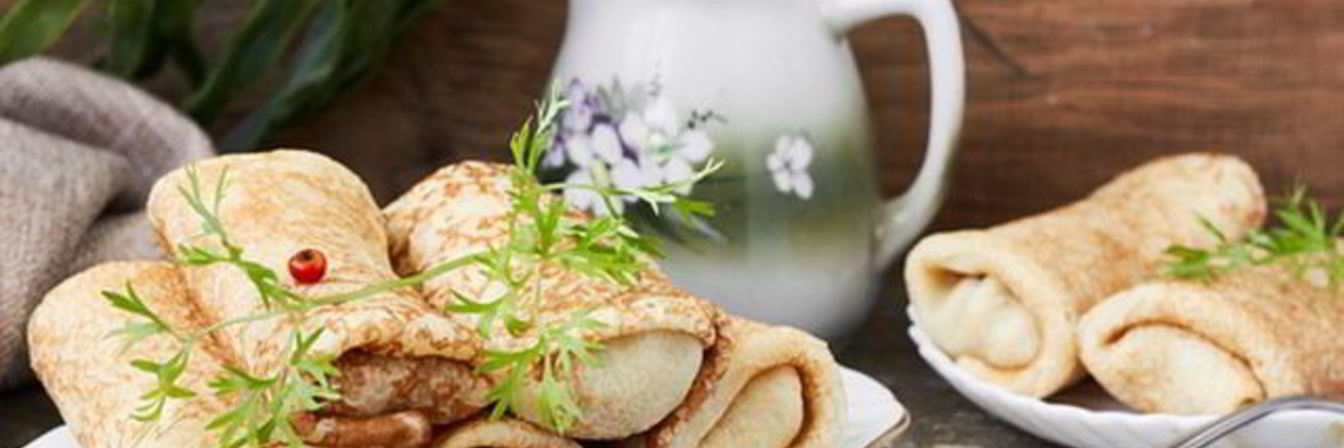 Сытные блинчики с грибами и ветчиной