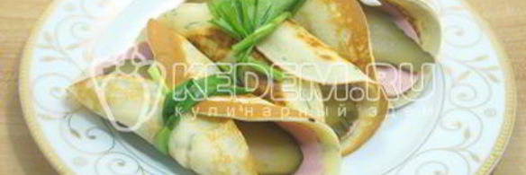 яичные блинчики с колбаской