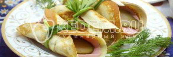 яичные блинчики с колбаской