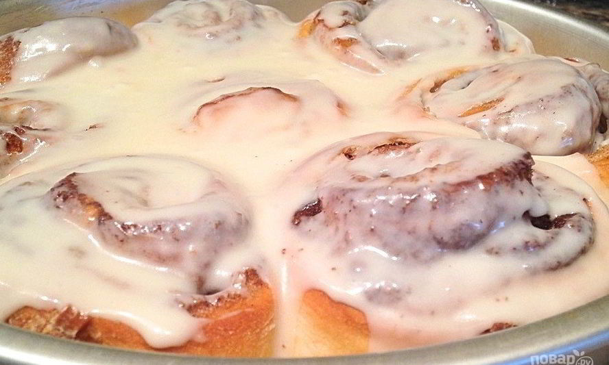 Рецепт булочек с корицей и сливочной поливкой