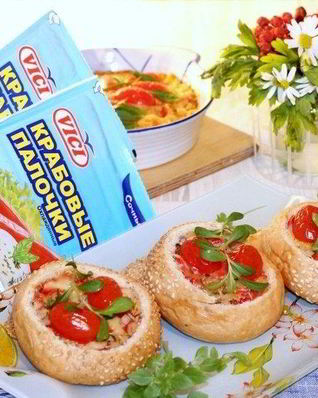 Хрустящие булочки с яйцом и крабовыми палочками