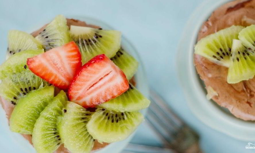 Рецепт чизкейка без выпечки с кусочками киви