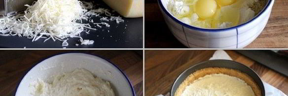 чизкейк с сыром джюгас и помидорным салатом