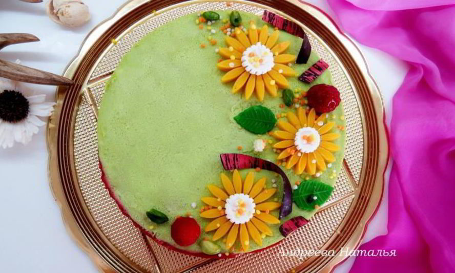 Рецепт фисташкового чизкейка с малиной