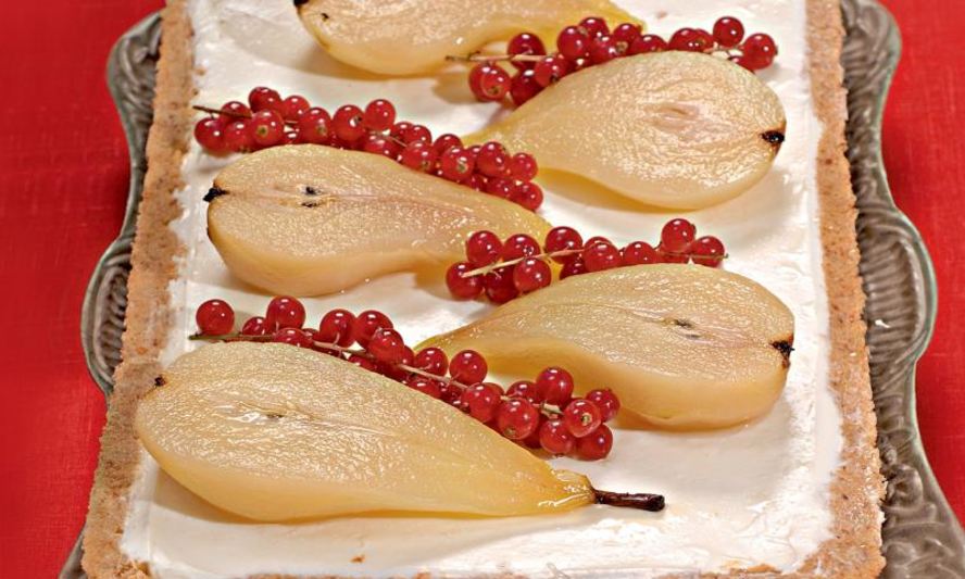 Рецепт миндального чизкейка с грушами