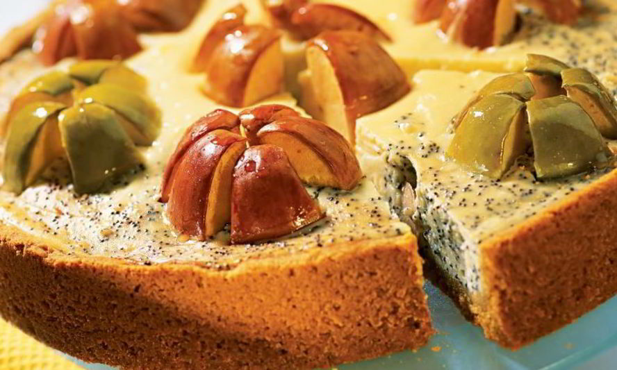 Рецепт яблочно-творожного чизкейк с маком