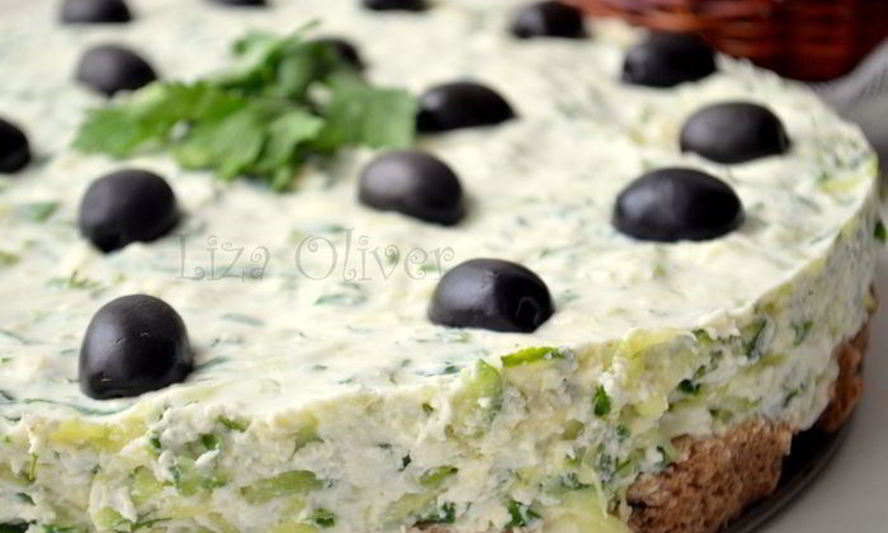 Рецепт закусочного чизкейка из брынзы и огурца