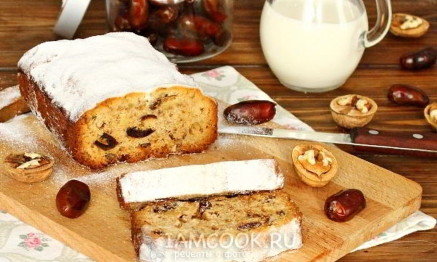 Рецепт кекса с финиками и орехами