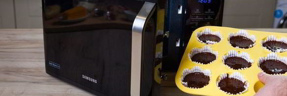 шоколадные кексы с кремом в микроволновке samsung