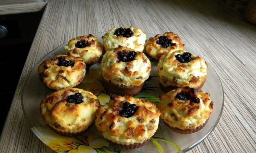 Рецепт творожно-бисквитных кексы с изюмом