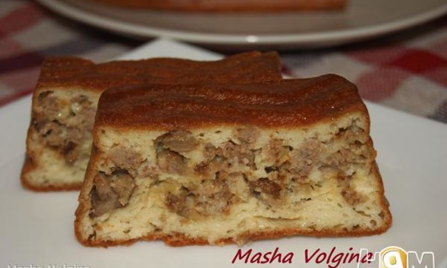 Рецепт заливного кекса с фаршем и грибами