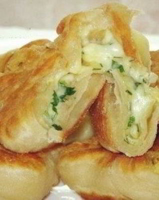 Конвертики на кефире с сыром и зеленью