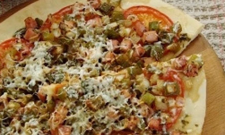 Рецепт лепешки с овощами и ветчиной