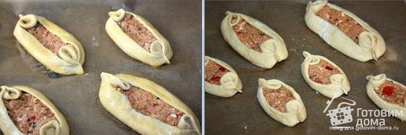 пиде — турецкие лепешки с фаршем, фетой и помидорами