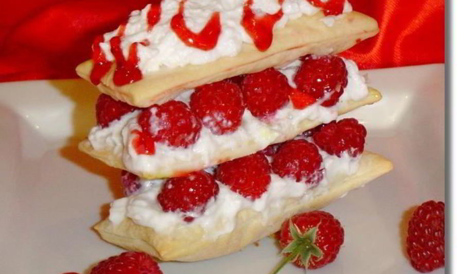 Рецепт мильфея — слоек с малиной