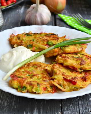 Оладьи из овощей с куриным фаршем