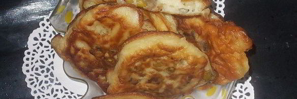 оладьи с зеленым горошком и шампиньонами