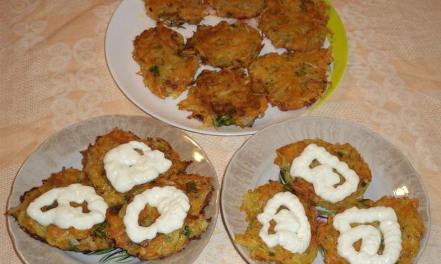 Рецепт румяных картофельно-тыквенные оладьи