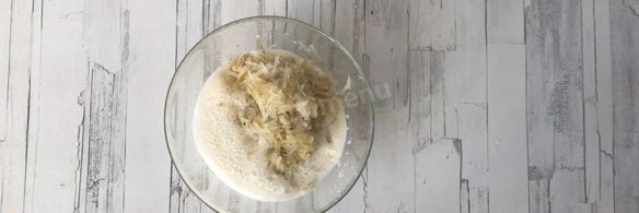 сливочные оладьи с грушей дюшес