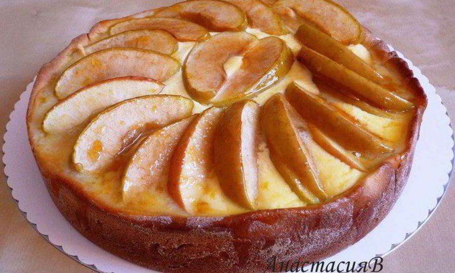 Рецепт глазированного яблочно-творожный пирог на дрожжевом тесте