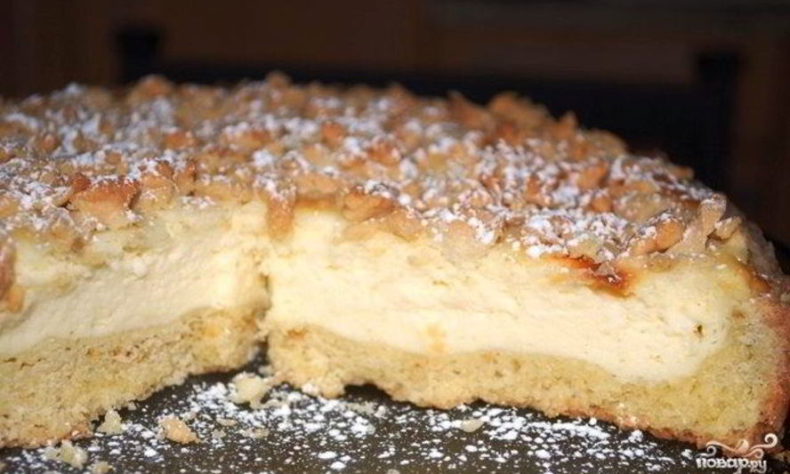 Рецепт песочного пирога с творожной начинкой
