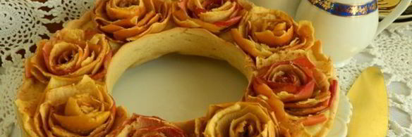 пирог-кольцо с яблочными розами