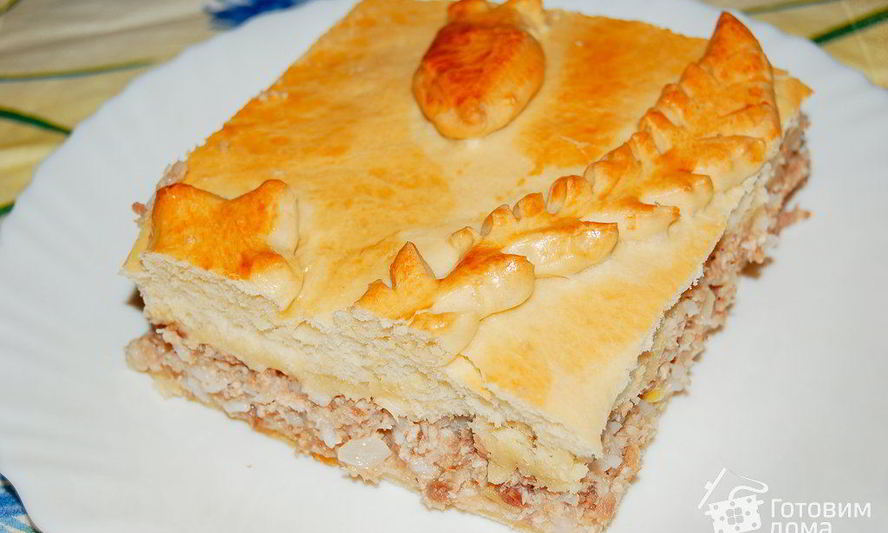 Рецепт пирога с курицей и рисом