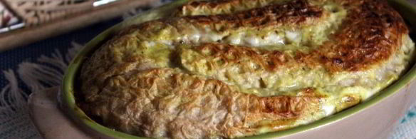 заливной пирог из вафельных коржей с мясным фаршем