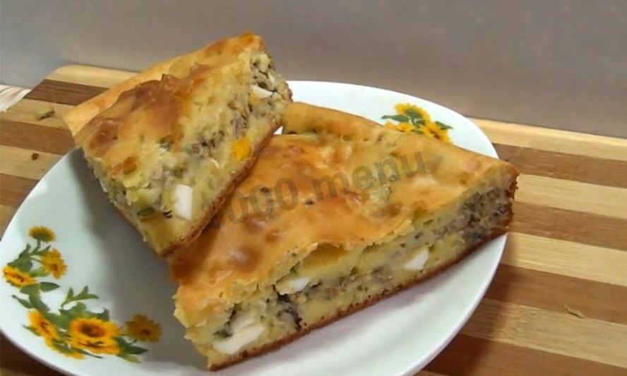 Рецепт заливного пирога с рыбной консервой на кефире