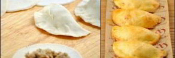 пирожки с грибами из слоеного теста