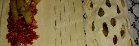 пирожки с картошкой и фаршем из слоеного теста