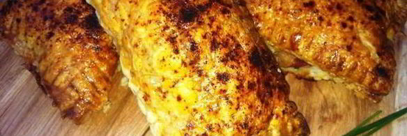 пирожки слоеные с ветчиной, сыром и луком