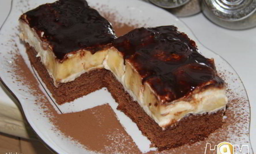 Рецепт бананова-шоколадного пирожного день и ночь