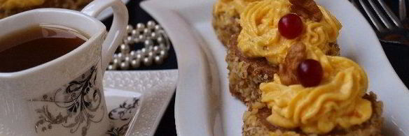 овсяно-ореховое пирожное с тыквенно-творожным кремом