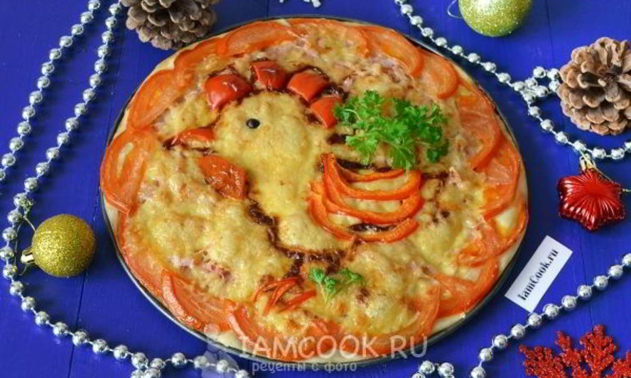 Рецепт новогодней пиццы петушок