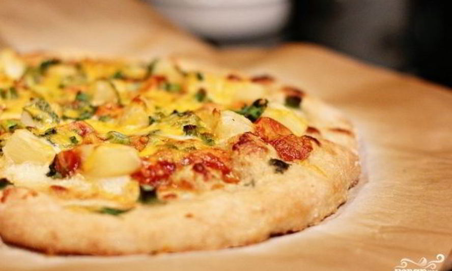 Рецепт пиццы с ананасами и курицей