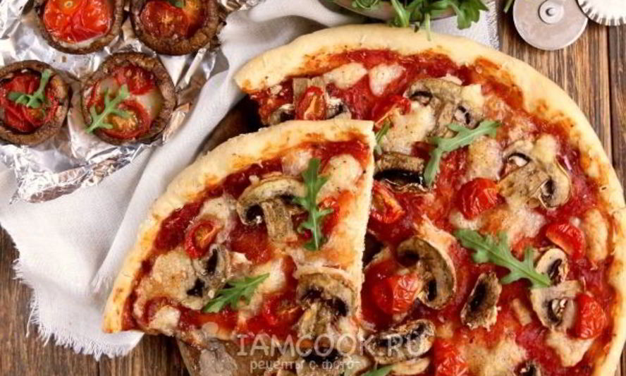 Рецепт пиццы с грибами и сыром