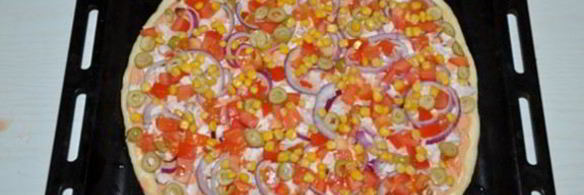 пицца с копченой курицей