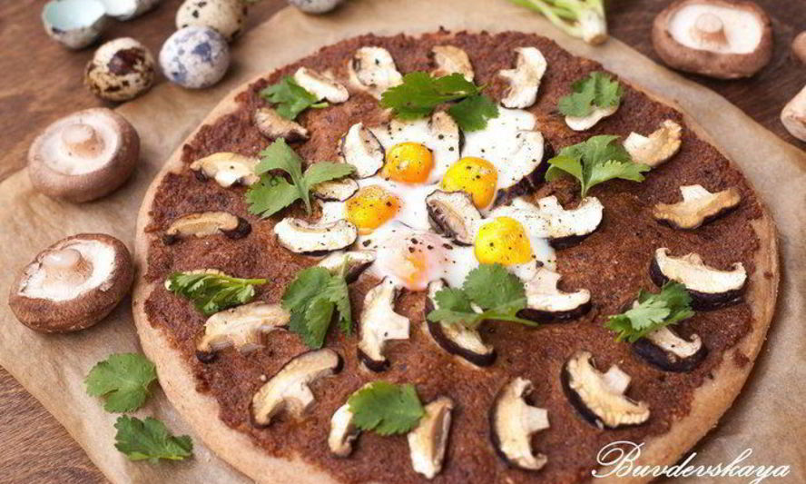 Рецепт пиццы с шиитаке и пастой из грецкого ореха