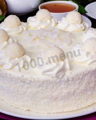 Бисквитный Торт Рафаэлло с миндалем и кокосовой стружкой